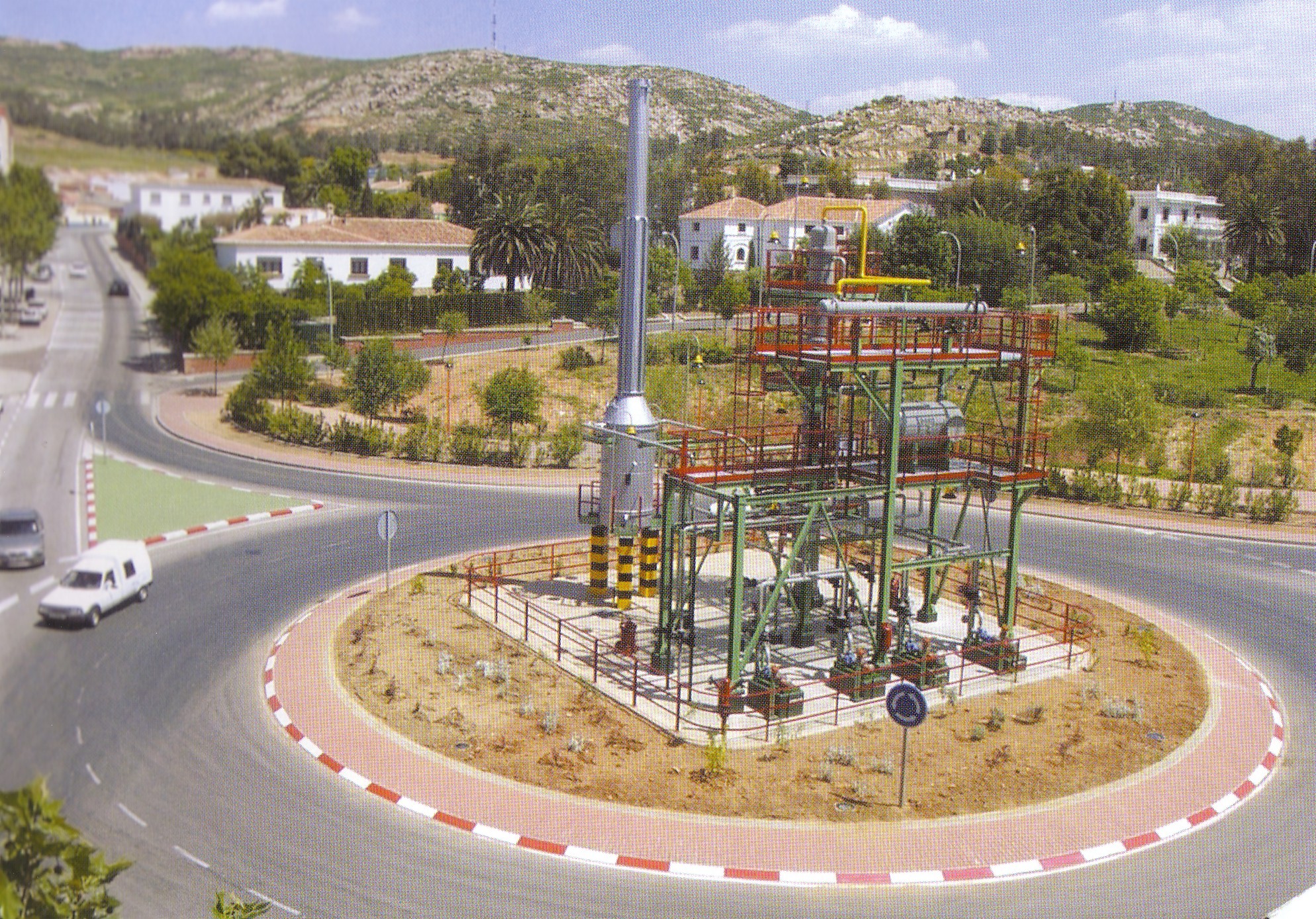 Monumento al Complejo Petroquímico en 2002 (cincuentenario de la Refinería en nuestra localidad)