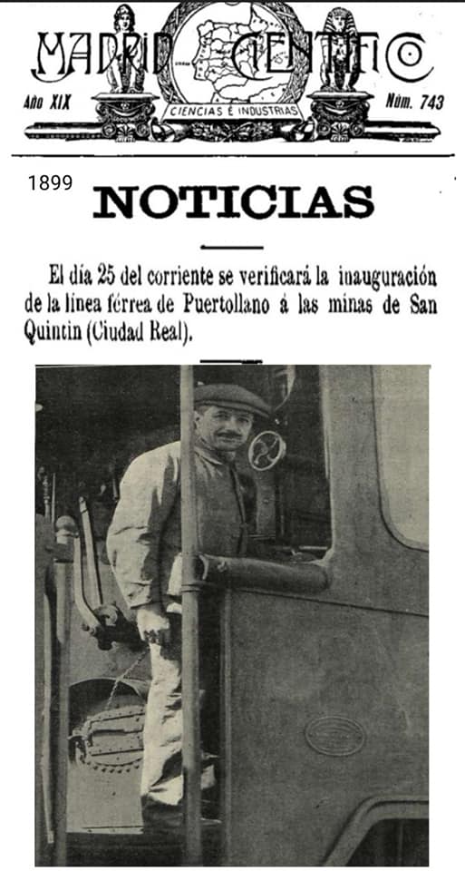 Inauguración ferrocarril Puertollano a Minas de San Quintín. 1899